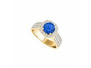 Fine Jewelry Vault UBUNR50884EAGVYCZS Sapphire Engagement Ring With Three CZ Rows 1.75 CT TGW 54 Stones