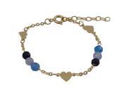 Dlux Jewels Lapis 4 mm Semi Precious Faceted Stones with Gold Filled Heart Chain Bracelet