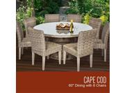 TKC Cape Cod Vintage Stone Outdoor Patio Dining Table with 8 Armless Chairs 60 in.