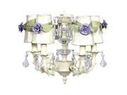Jubilee Collection 7030 6501 202 MG2304 Chand 5 arm Stacked Glass Ball Ivory with SC Shade Plain Ivory with green sashes and lavender small rose magnet
