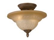 Oxford Collection 6303 A VB Amber Glass Semi Flush Combined with Solid Brass Ornamentation