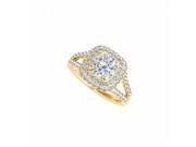 Fine Jewelry Vault UBNR50848EY14D Diamond Split Shank Halo Engagement Ring in Yellow Gold