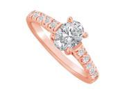 Fine Jewelry Vault UBNR82901P148X6CZ Oval CZ Engagement Ring in 14K Rose Gold