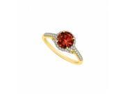 Fine Jewelry Vault UBNR83884Y14CZGR Garnet CZ Specially Designed Engagement Ring in 14K Yellow Gold 40 Stones