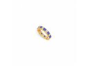 Fine Jewelry Vault UBU14YSQ400CZS231 CZ Blue Created Sapphire Eternity Band 14K Yellow Gold 4 CT TGW 10 Stones