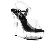 Pleaser DEL608_C B_C 7 1.75 in. Platform Ankle Strap Sandal Black Clear Size 7