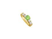 Fine Jewelry Vault UBNR50603Y14CZPR August Birthstone Peridot CZ Elegant Engagement Ring in Yellow Gold Wonderful Design 4 Stones