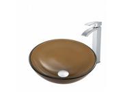 VIGO Sheer Sepia Frost Glass Vessel Sink and Duris Faucet Set in Chrome Finish