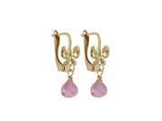 Dlux Jewels Pink 5 x 5 mm Cubic Zirconia Teardrop Dangling on Gold Filled Lever Back Earrings