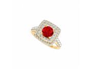 Fine Jewelry Vault UBUNR84586EY14CZR Round Shaped Ruby CZ Engagement Ring 2 CT TGW 8 Stones