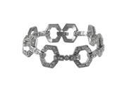 Dlux Jewels Sterling Silver Tone White Brass Crystal Bracelet with Foldover Clasp 7 in.