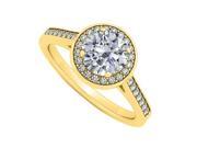 Fine Jewelry Vault UBNR84045AGVYCZ CZ Halo Engagement Ring in 18K Yellow Gold Vermeil