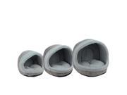 NorthLight Plush Steel Blue Distressed Gray Faux Leather Cozy Igloo Pet Beds Set of 3