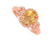 Fine Jewelry Vault UBNR83926P149X7CZCT Citrine CZ Criss Cross Shank 14K Rose Gold Ring 36 Stones