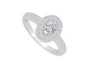 Fine Jewelry Vault UBNR83376AG7X5CZ CZ Halo Engagement Ring in Sterling Silver