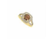 Fine Jewelry Vault UBNR50848AGVYCZSQ Smoky Quartz CZ Halo Engagement Ring 1.50 CT TGW 40 Stones