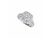Fine Jewelry Vault UBNR50657EW14CZ 14K White Gold Halo Ring With Round CZ