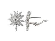 Dlux Jewels Plated Sterling Silver Marquise CZ Cluster Post Clip Earrings
