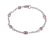 Dlux Jewels Sterling Silver Pink Cubic Zirconia Bracelet