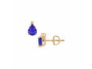 Fine Jewelry Vault UBUERPR86Y14S CZ Created Sapphire Stud Earrings 14K Yellow Gold 2.04 CT TGW 2 Stones