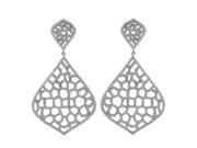 Dlux Jewels Rhodium Plated Sterling Silver Dangling Filigree Cubic Zirconia Post Earrings 2.13 in.