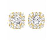 Fine Jewelry Vault UBNERHR10016Y14CZ Halo Stud Earrings With CZ in 14K Yellow Gold For Her 2 Stones