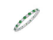 Fine Jewelry Vault UBUGG14WRD1311000CZE Perfect May Birthstone Emerald With CZ Eternity Bangle 42 Stones
