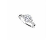 Fine Jewelry Vault UBNR50536EW14CZ CZ Criss Cross Halo Engagement Ring in 14K White Gold