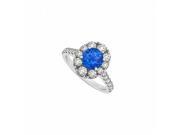 Fine Jewelry Vault UBUNR50582AGCZS 2 CT Sapphire CZ 925 Sterling Silver Engagement Ring 6 Stones