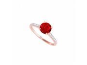 Fine Jewelry Vault UBUNR50804EP14CZR CZ Ruby Engagement Ring in Rose Gold 14 Stones
