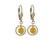 Dlux Jewels Honey 6 mm Semi Precious Ball on 10 mm Braided Ring with Gold Filled Lever Back Earrings 1.18 in.