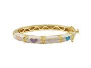 Dlux Jewels 35 mm White Enamel Hearts Gold Plated Brass Bangle Multi Color