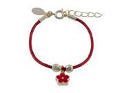 Dlux Jewels Red Enamel Flower on Red Cord Gold Plated Brass Bracelet 5 in.