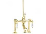 World Imports 323105 Tub Filler with Hot and Cold Porcelain Lever Handles Polished Brass