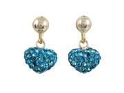 Dlux Jewels aqua Sterling Silver Gold Aqua Shamballa Heart Earrings