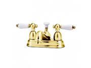 World Imports 106364 4.5 in. Spout Reach Lavatory Faucet with Porcelain Lever Handles Polished Brass