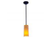 Accesslighting 28033 4R ORB CLAM Glass N Glass Cylinder Rod Clear Outer Amber Inner Glass Pendant Oil Rubbed Bronze