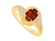 Fine Jewelry Vault UBNR81593Y147X5CZGR Garnet CZ Swirl Engagement Ring in 14K Yellow Gold 1 CT 2 Stones