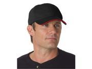 Bayside 3617 Washed Cotton Unstructured Sandwich Cap Black Red