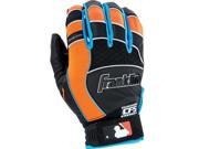 Franklin Sports 21302F2 Sports Shok Pro Batting Glove Black Blue Orange Youth Medium