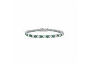 Fine Jewelry Vault UBUBR14WRD131500CZE May Birthstone Created Emerald CZ Tennis Bracelet in 14K White Gold 5 CT TGW 25 Stones