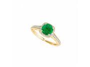 Fine Jewelry Vault UBUNR50854EY14CZE CZ Emerald Halo Engagement Ring in 14K Yellow Gold 10 Stones