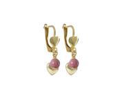 Dlux Jewels Rhodonite 4 mm Semi Precious Ball Gold Heart Dangling on Gold Filled Lever Back Earrings with Heart