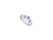 Fine Jewelry Vault UBUJS2037ABW14CZTZ Created Tanzanite CTubic Zirconia Engagement Ring With Wedding Band Set 14K White Gold 1.50 CT