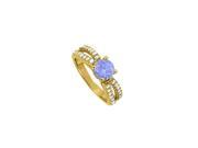 Fine Jewelry Vault UBUNR50497AGVYCZTZ Newest Tanzanite Split Shank Engagement Ring With CZ 18K Yellow Gold Vermeil 28 Stones