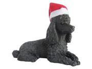 Sandicast XSO12103 Black Poodle With Santa Hat Christmas Ornament Sculpture