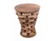 Woodland 38427 Round Shaped Teak Wooden Accent Table in Natural Rich Textures