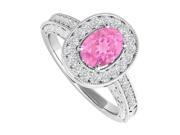 Fine Jewelry Vault UBUNR84512AG9X7CZPS Oval Pink Sapphire CZ Engagement Ring 2 CT TGW 32 Stones