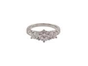 Dlux Jewels Rhodium Plated Sterling Silver Cubic Zirconia Ring 6 in.