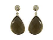 Dlux Jewels Smoky Quartz Semi Precious Faceted Stone with Gold Plated Sterling Silver Post Earrings